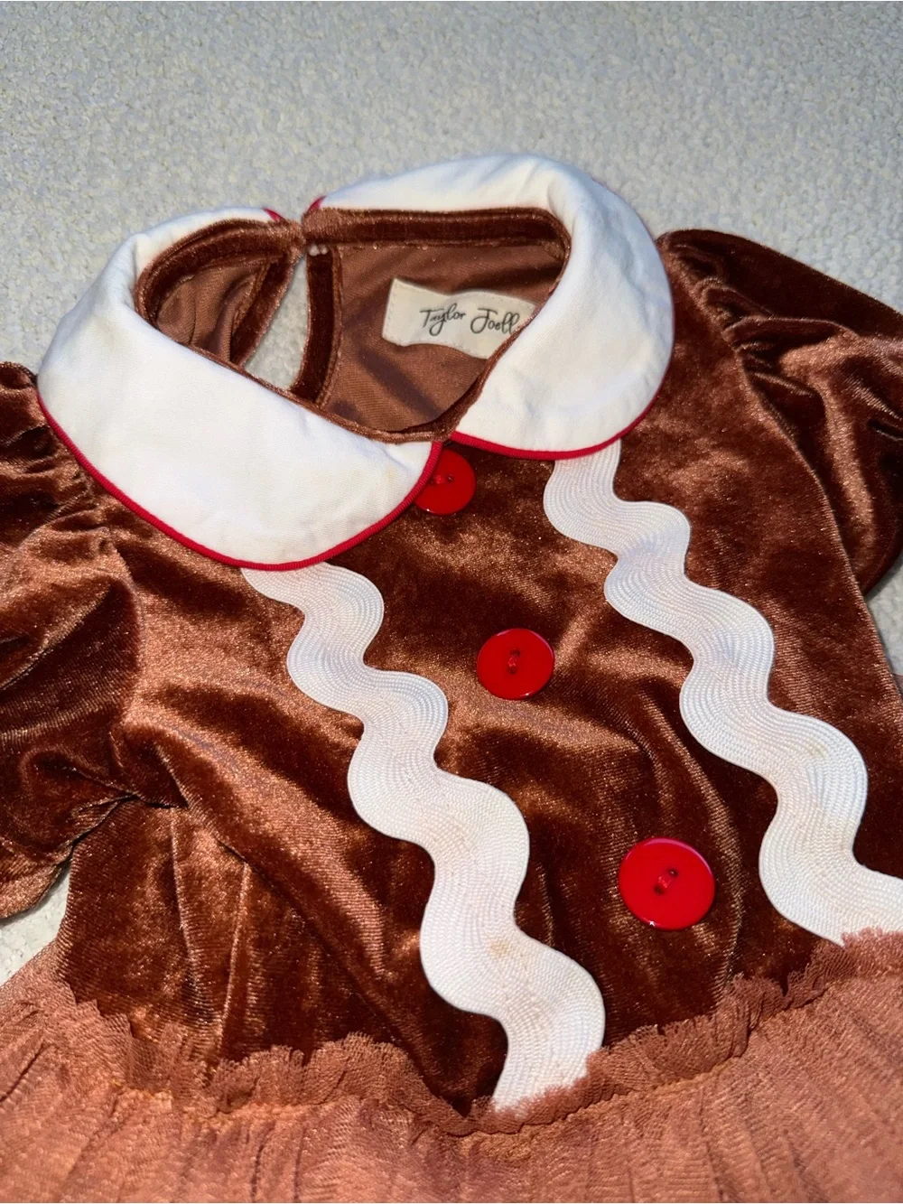 Taylor Joelle Velvet Gingerbread Christmas Dress Size 2